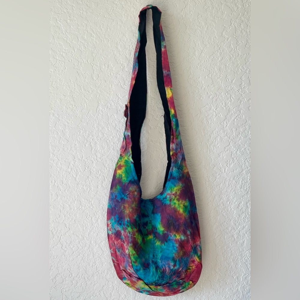 Boho Tie Dye Cotton Crossbody Hobo Bag In Pink AND Blue Brand New - Picture 13 of 13